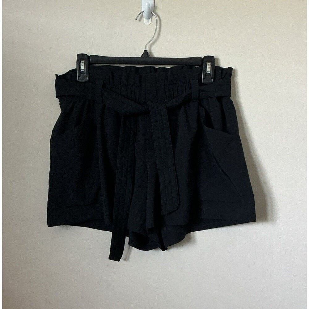 Athleta Skyline Short Black Paperbag Waist Tie Belt 530641 Womens Size 8